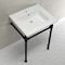 Fauceture Dreyfuss 25" Console Sink W/ SS Leg (Sgl Faucet Hole), White/ Black KVPB2522710 - alternate 3